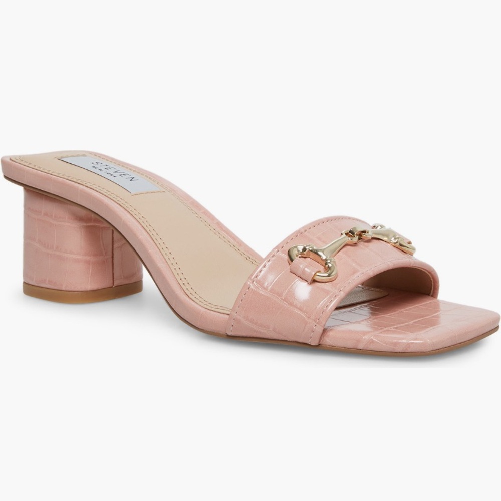 Steven New York Layton Croc Embossed Horsebit Sandal